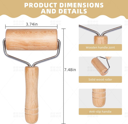 Rolling Pin, Wooden Rolling Pins For Baking, Pizza Dough Roller, Not Easy To Crack, Non-Stick Wood Pastry Roller, Essential Kitchen Utensils....