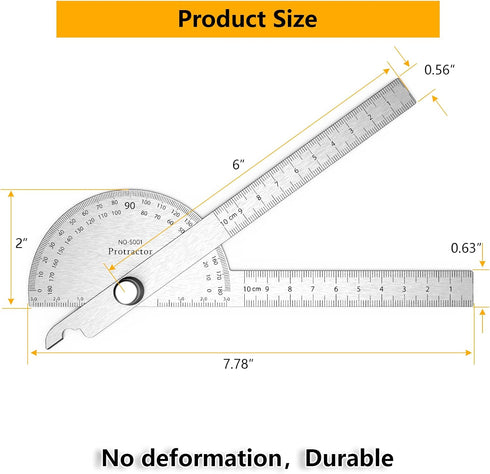 Stainless Steel Protractor 180 Degrees Two Arm Ruler Adjustable Angle Protractor Woodworking Ruler Craftsman Angle Measure Tool (10 cm/ 3.94 Inch)...