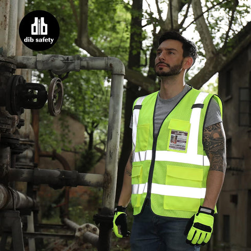 Reflective Vest Mesh, High Visibility Vest with Pockets and Zipper, Construction Work Vest ANSI Class 2,Yellow Mesh S...