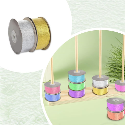 Wood Ribbon Organizer, Ribbon Storage Rack Ribbon Spool Holder Thread Spool Organizer for Sewing Storage Craft Room Yarn Florist Arts Wrapping Cra...