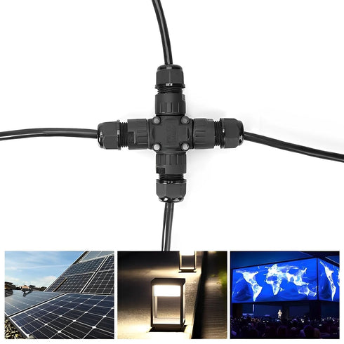 IP68 Outdoor Waterproof Electrical Wire X-Shape Connector for 5-12mm Wire Diameter, (Max 24A, 450V), 4 Way (3 Pin)...