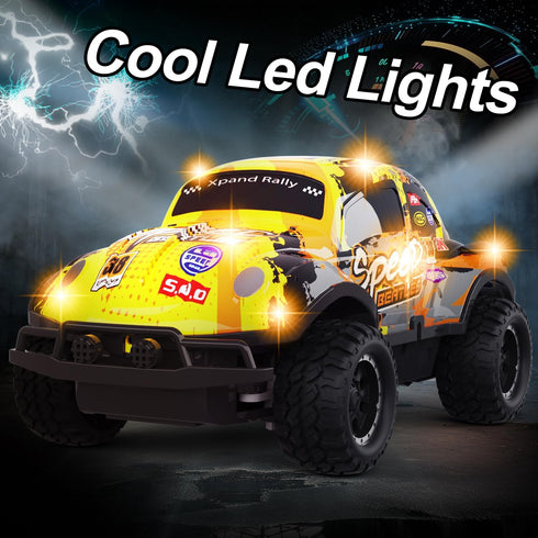 Remote Control Car, 1/24 Scale Light Up Racing Car Toys, RC Car for Kids with Cool Led Lights, Hobby RC Cars Toys Birthday Gifts for 3 4 5 6 7 8 Y...