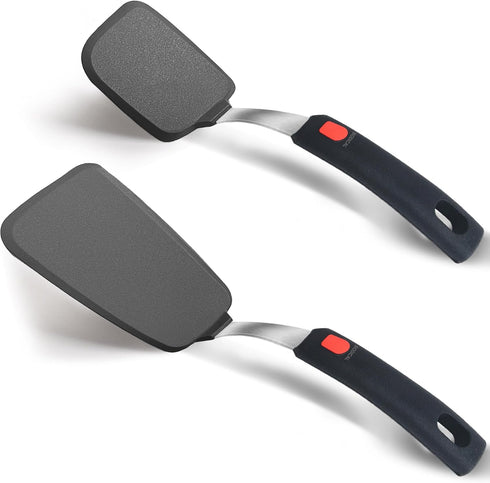 2 Pack Flexible Silicone Spatula Turner, 600°F Heat Resistant Silicone Spatula Set for Nonstick Cookware, Kitchen Silicone Cooking Utensil Set for...