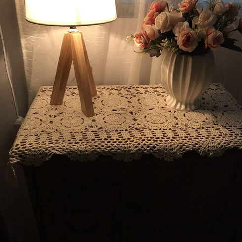 Damanni Rectangular Cotton Handmade Crochet Lace Table Runner Doilies Table Dresser Scarf Décor,16 Inch by 47 Inch?Beige...