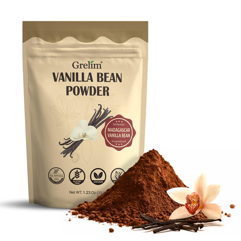 GRELIM Vanilla Bean Powder, 100% Pure Ground Madagascar Vanilla Powder,No Fillers or Additives Great for Baking, Coffee, Smoothies 1.23 Oz (35g)...
