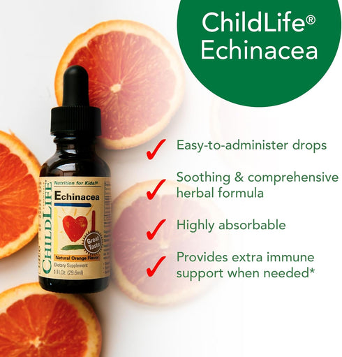 CHILDLIFE ESSENTIALS Echinacea for Kids - Kids Echinacea Drops, Liquid Tincture, Alcohol Free Supplement for Babies, Toddlers, Children - Natural ...