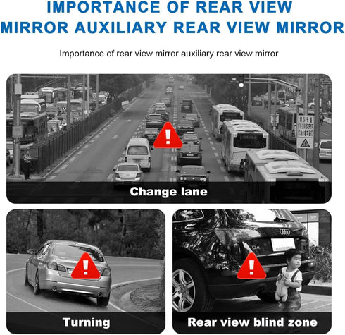 Blind Spot Mirror, Double Glass Convex Rearview Mirror, Adjustable HD Wide Angle Auxiliary Side View Mirror with Frame for Most Vehicles, Universa...