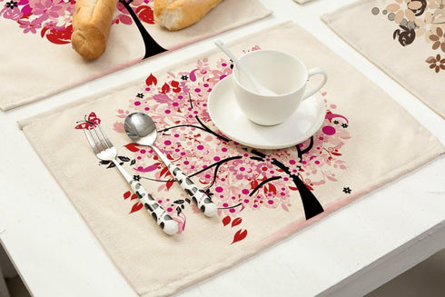 6 Pieces Polyester Linen Placemats Oil Painting Animal Pattern Dining Table Mats(6) (1)...
