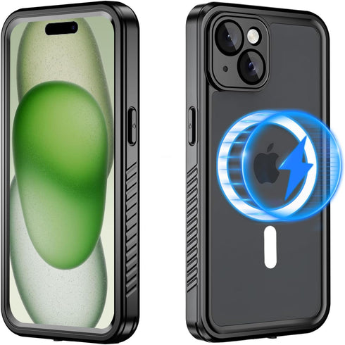 for iPhone 15 Plus Case Waterproof Magnetic with Built-in Screen Protector,Compatible with MagSafe Shockproof Dustproof Heavy Duty Full Body Prote...