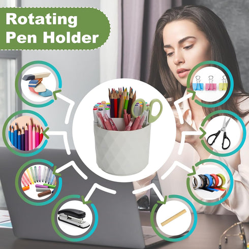 Desk Pencil Pen Holder,5 Slots 360°Degree Rotating Desk Organizers And Accessories, Makeup Brush Holder Organizer,Pencil Cup, Pen Organizer, Offic...