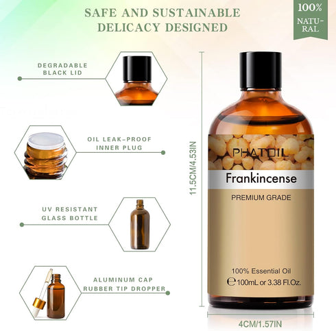 Frankincense Essential Oil 100ML, Essential Oils for Diffuser, Humidifier, Aromatherapy, Perfect for DIY Soap, Candle, Bath Bombs Making...