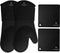 HOMWE Silicone Oven Mitts and Pot Holders, 4-Piece Set, Heavy Duty Cooking Gloves, Kitchen Counter Safe Trivet Mats, Advanced Heat Resistance, Sli...
