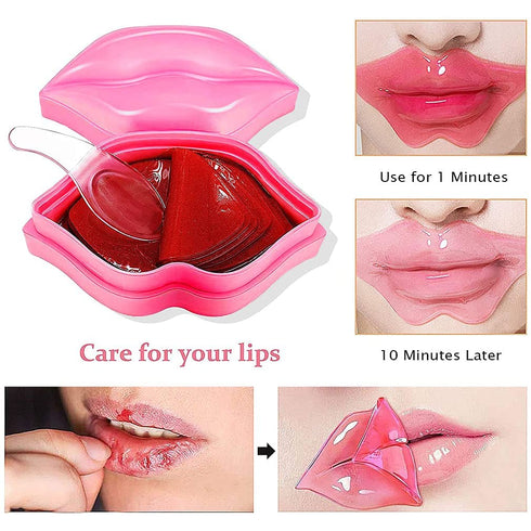 20Pcs Moisturizing/Plumping Lip Mask, Restores Moisture Mask for Dry Lips and Lines Overnight Care, Gel Treatment Masks (Pink)...