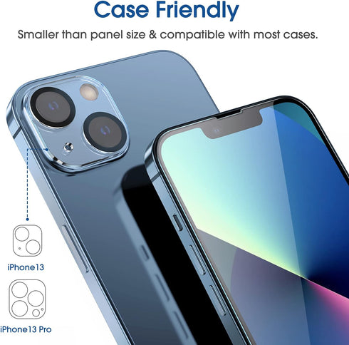 amFilm Screen Protector OneTouch Compatible with iPhone 13, iPhone 13 Pro (6.1", 2021) Tempered Glass and Camera Lens Protector, Edge to Edge Full...