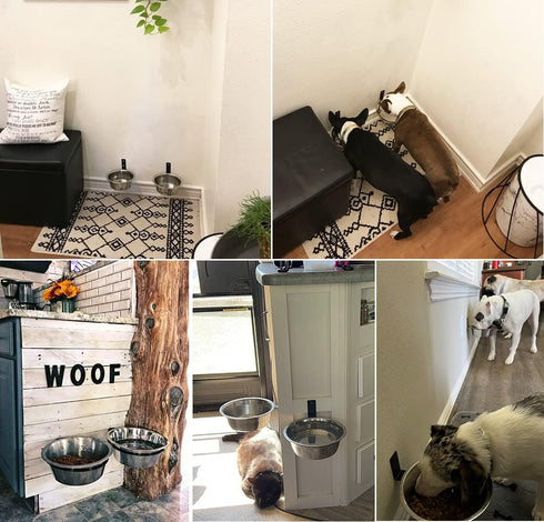 Elevated Cat Bowls, Raised Cat Food and Water Bowls,Wall Mounted Pet Comfort Feeding Bowls...