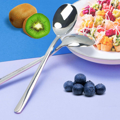 Set of 5 Premium Korean Soup Spoons, 8 Inch 18/10 Stainless Steel Long Handle Rice and Asian Spoon for Home, Kitchen, Restaurant, Cafe, Dishwasher...