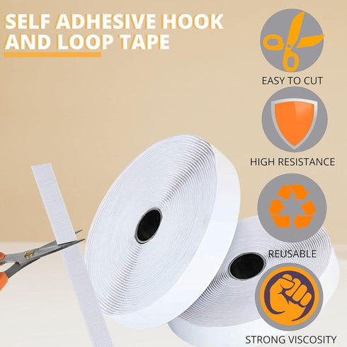 Office Werks Heavy-Duty Hook and Loop Fastener Tape | 16ft Self-Adhesive Reusable Strip | Industrial Strength Nylon Backing | Customizable Sticky ...