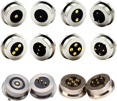 1Pair 1Pin/2Pin/3Pin/4Pin/5Pin Round Magnetic Pogo Pin Connector,12V 3A DC Power Male+Female Socket Charge Spring Loaded Magnet Pogo Pin Connector...