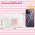 Initial Makeup Bag,Personalized preppy bag Waterproof PU Leather Chenille Letter Cosmetic Bag,Portable Travel Toiletry Bag Monogram Birthday Gift ...