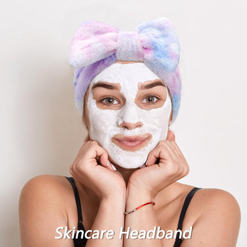 VELSCRUN 6 Pack Spa Headband, Makeup Headband, Face Wash Headband, Skincare Headbands, Multicolour Purple Sponge Hair Band Bow Tie Spa Headband fo...
