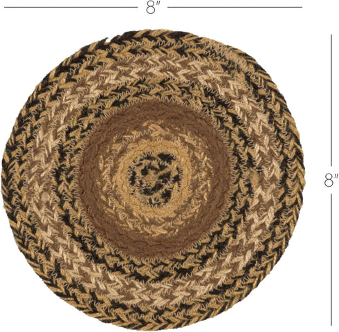 VHC Brands Kettle Grove Primitive Textured Jute Striped Round Kitchen Table Trivet 8"...