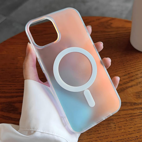 Tuokiou for Magnetic iPhone 11 Case, Compatible with Magsafe, Holographic Iridescent Unique Shockproof Translucent Matte Aesthetic Phone Case with...