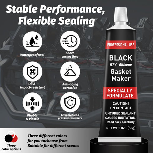 RTV Silicone Gasket Maker, High Temp Silicone Resist Oil, Anti-Freeze RTV Silicone Sealant for Engines, Gearboxes, Pumps, Superchargers (Transpare...