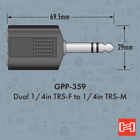 Hosa GPP-359 Dual 1/4 Inches TRS Female to 1/4 Inches TRS Male Adapter...