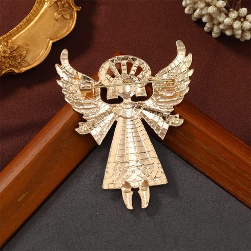 Vintage Colourful Angel Brooch Pin for Women Geometric Golden Enamel Cartoon Wing Lapel Pins Cute Dress Accessories Birthday Christmas Wedding Jew...