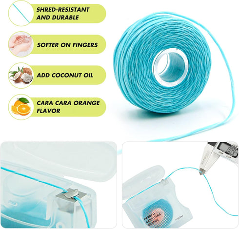 RAZOKO Coconut Oil Infused Woven Dental Floss, Vegan and Cruelty-Free, Orange Scent, 6 Month Supply (33 Yds x 3 Units) (3Pack, Orange)...