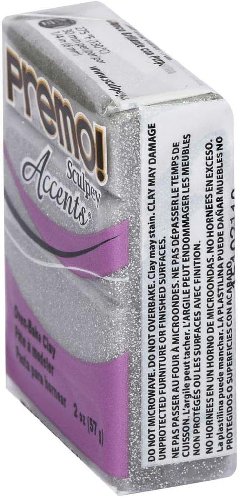 Sculpey Premo Polymer Oven-Bake Clay, White Gold Glitter, Non Toxic, 2 oz. bar, Great for jewelry making, holiday, DIY, mixed media and home décor...