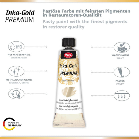 Viva Decor® Inka Gold Premium (904 Platinum, 1,41 oz) metallic acrylic paint - craft paint set - effect paints - craft paints acrylic sets - apply...