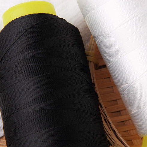 T70#69 Bonded Nylon Sewing Thread - 1500 Yard Spool -(White+Black) 2PCS...