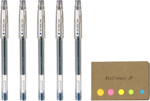 Pilot Hi-Tec-C 05 Gel Ink Pen, Extra Fine Point 0.5mm, Blue Ink, 5-Pack, Sticky Notes Value Set...