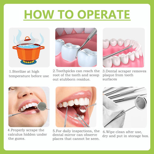 Dental Tools, Professional Teeth Cleaning Oral Care Hygiene Kit, Stainless Steel Dental Pick Tooth Scraper Tartar Plaque Remover for Dentist, Pers...