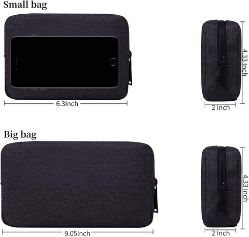 Canvas Waterproof Universal Electronic Accessories Organizer for Power Bank,Charging Cords,Chargers,Mouse,USB Cable,Earphones and More Out-going, ...