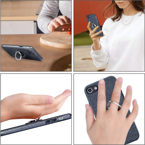 Wisdompro Case for iPhone SE 2022/2020, for iPhone 8, for iPhone 7, Cute Glitter Bling Sparkly Case with Ring Stand, Women Girls Protective Phone ...