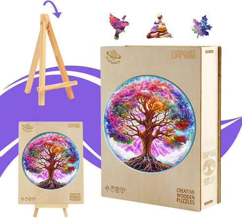 Wooden Puzzles for Adults - Dreamy Tree of Life Wooden Puzzle, Unique Shape Wooden Jigsaw Puzzles for Adults, Wood Puzzles Adult, Perfect for Birt...