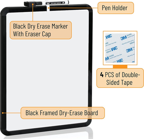 Mr. Pen- Dry Erase Board, 14” X 11” with a Black Dry Erase Marker, Black Frame, Small White Board, Small Dry Erase Board for Fridge, Dry Erase Boa...