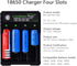 18650 Battery Charger 4 Bay Fast Charge, for 3.7V Li-ion TR IMR 10440 14500 16650 14650 18350 18500 16340(RCR123) Batteries, USB Intelligent Unive...