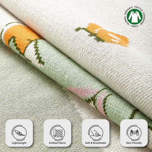 Organic Cotton Knitted Baby Blanket for Crib/Cot, Ultra Soft & Warm, Thick but Very Light, for Baby (40x32 in) - Rabbit...