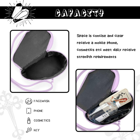 KUANG! Women's Gothic Pu Leather Shoulder Bag Coffin Shaped Handbag Purses Square Box Crossbody Bag for Halloween Party...