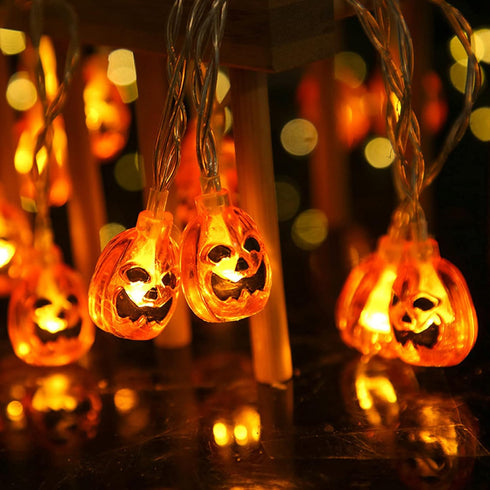 Halloween Pumpkin String Lights, 10 feet 20 LED Battery Powered 3D Jack-O-Lantern Halloween Decoration Lights for Indoor Outdoor Decor, Home Party...