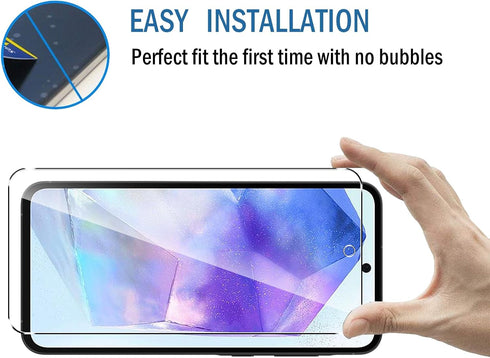 2+2 Pack for Samsung Galaxy A55 5G Screen Protector with Camera Lens Protector,Full Coverage 9H Tempered Glass Film,HD Clear Scratch Resistant,Bub...