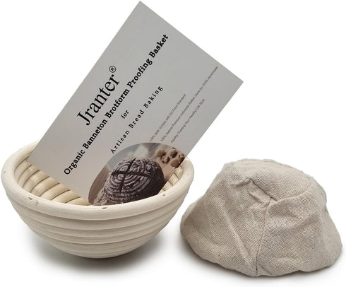 5 Inch Round Banneton Bread Proofing Basket 2 pcs Natural Rattan Cane Brotform Handmade& Linen Liner Cloth...