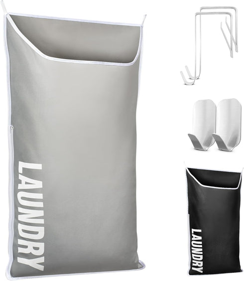 Hanging Laundry Hamper Bag – Space Saving over the Door Storage Bags – Behind the Door Hampers for Dirty Clothes – Wall Mounted Basket for Bathroo...
