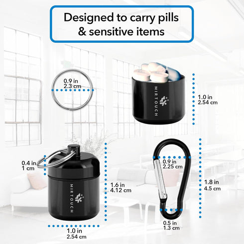 Portable Keychain Pill Holder Case - Discreet Waterproof Mini Pill Container Carrier with Strong Carabiners for Pocket Purse Travel Bags - Aluminu...