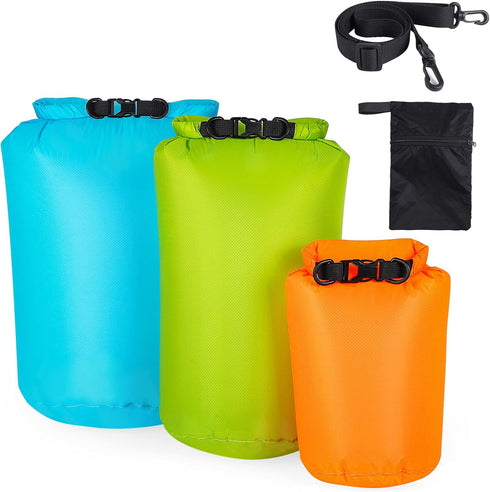 Dry Bags Waterproof bag 3-Pack, 5L/15L/30L Ultralight Dry Sack Portable Stuff Sack Waterproof Bags for Travel Camping Hiking Kayaking Backpacking ...