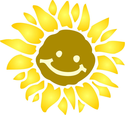 Sunshine Flower Stencil, 10 x 10 inch (M) - Large Flower Face Baby Childs Nursery Stencils for Painting Template...