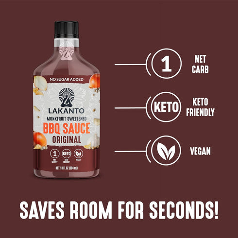 Lakanto BBQ Sauce - Sweetened with Monk Fruit Sweetener, Barbeque Sauce for Grill, No Sugar Added, Natural Smoke Flavor, Keto Diet Friendly, Vegan...